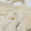 PRADA Canapa MM Hand Bag Canvas Gray Gold Auth 151445-9