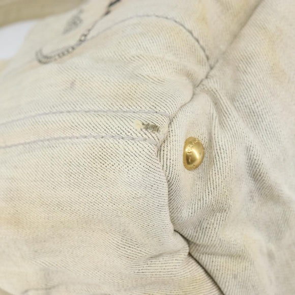 PRADA Canapa MM Hand Bag Canvas Gray Gold Auth 151445