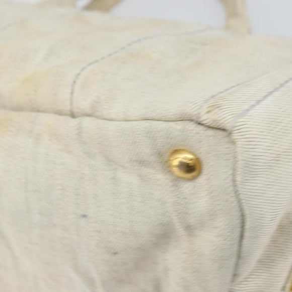 PRADA Canapa MM Hand Bag Canvas Gray Gold Auth 151445