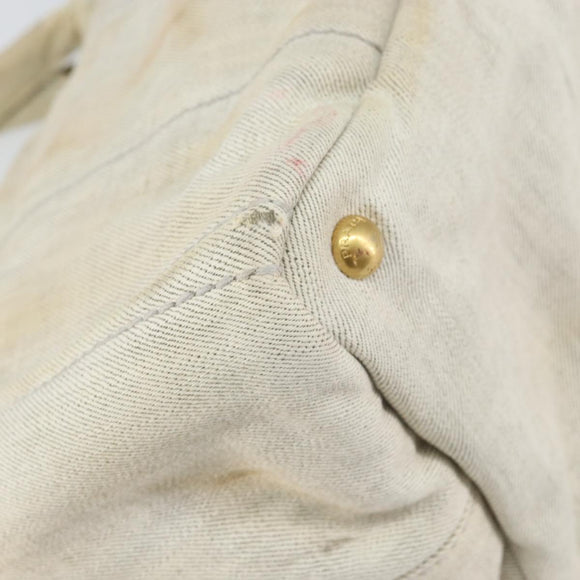 PRADA Canapa MM Hand Bag Canvas Gray Gold Auth 151445