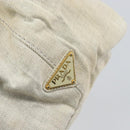 PRADA Canapa MM Hand Bag Canvas Gray Gold Auth 151445-17