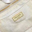 PRADA Canapa MM Hand Bag Canvas Gray Gold Auth 151445-10