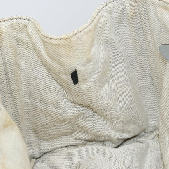 PRADA Canapa MM Hand Bag Canvas Gray Gold Auth 151445