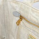 PRADA Canapa MM Hand Bag Canvas Gray Gold Auth 151445-20