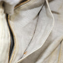 PRADA Canapa MM Hand Bag Canvas Gray Gold Auth 151445-22