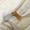 PRADA Canapa MM Hand Bag Canvas Gray Gold Auth 151445-23