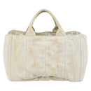 PRADA Canapa MM Hand Bag Canvas Gray Gold Auth 151445-2