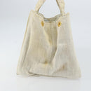 PRADA Canapa MM Hand Bag Canvas Gray Gold Auth 151445-4