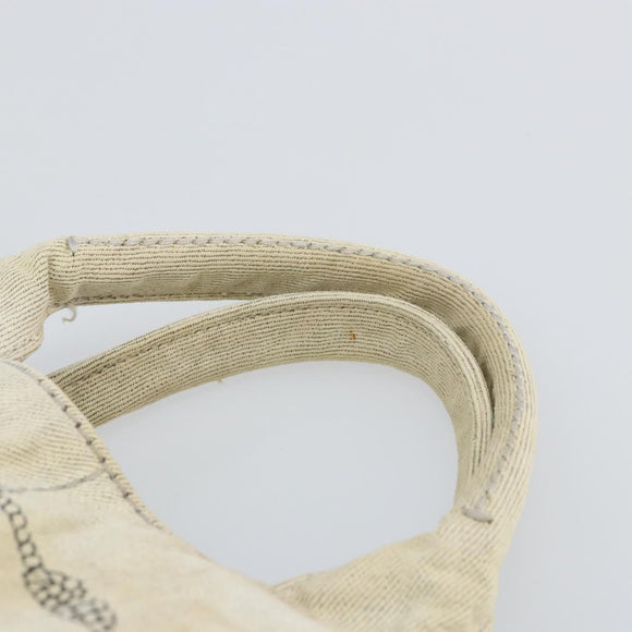 PRADA Canapa MM Hand Bag Canvas Gray Gold Auth 151445