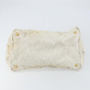 PRADA Canapa MM Hand Bag Canvas Gray Gold Auth 151445-5
