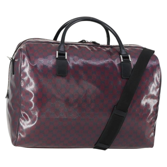 GUCCI GG Crystal Boston Bag Coated Canvas 2way Red Silver 203696 Auth 151447