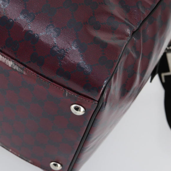 GUCCI GG Crystal Boston Bag Coated Canvas 2way Red Silver 203696 Auth 151447