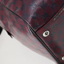 GUCCI GG Crystal Boston Bag Coated Canvas 2way Red Silver 203696 Auth 151447-18