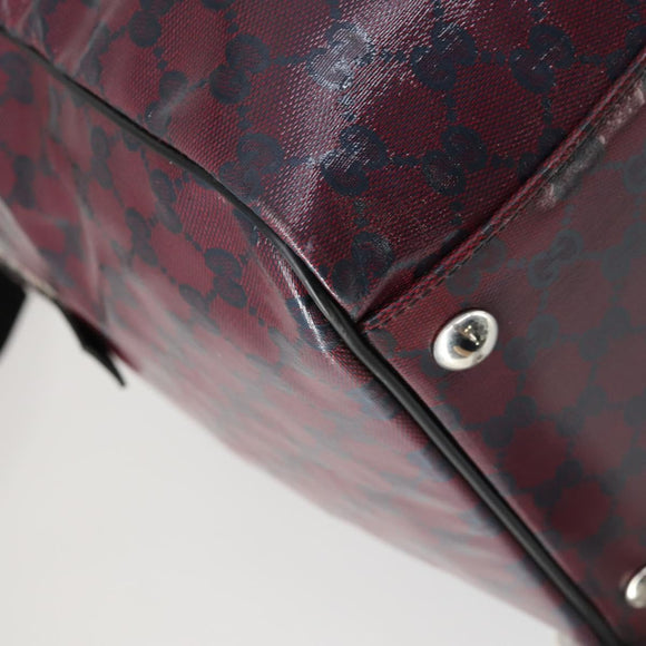 GUCCI GG Crystal Boston Bag Coated Canvas 2way Red Silver 203696 Auth 151447