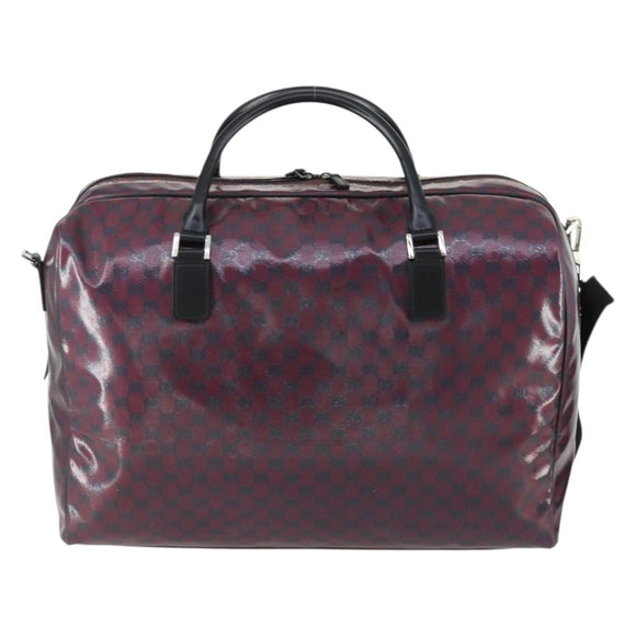 GUCCI GG Crystal Boston Bag Coated Canvas 2way Red Silver 203696 Auth 151447