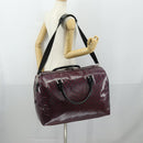 GUCCI GG Crystal Boston Bag Coated Canvas 2way Red Silver 203696 Auth 151447-25