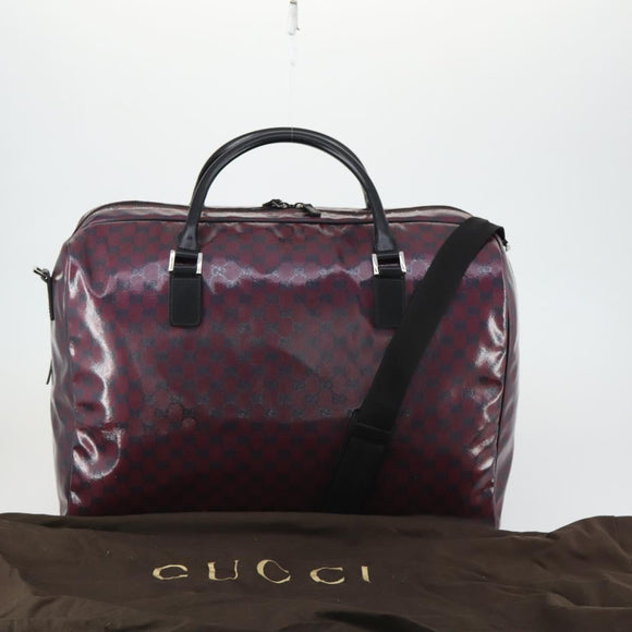 GUCCI GG Crystal Boston Bag Coated Canvas 2way Red Silver 203696 Auth 151447