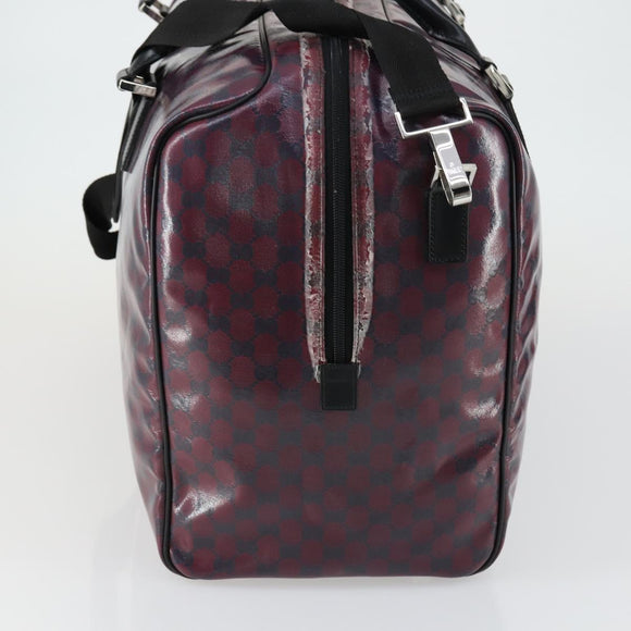 GUCCI GG Crystal Boston Bag Coated Canvas 2way Red Silver 203696 Auth 151447