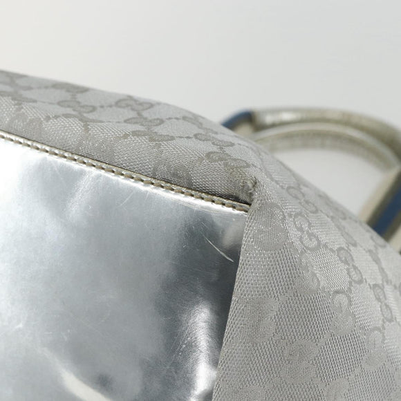 GUCCI GG Canvas Sherry Line Hand Bag Silver 131228 Auth 151449