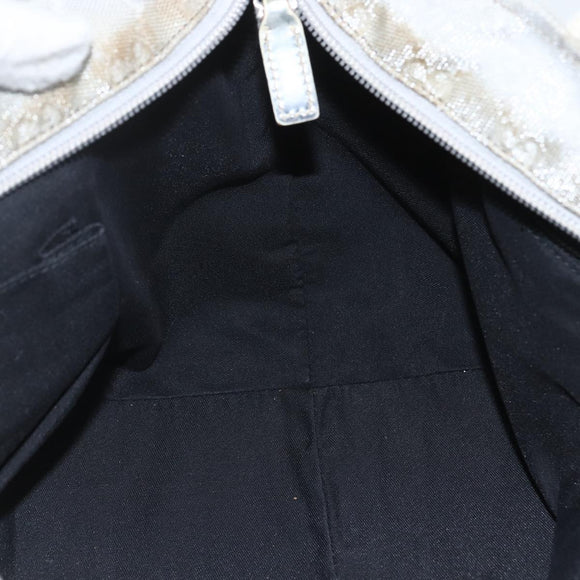 GUCCI GG Canvas Sherry Line Hand Bag Silver 131228 Auth 151449