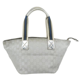 GUCCI GG Canvas Sherry Line Hand Bag Silver 131228 Auth 151449 - 0