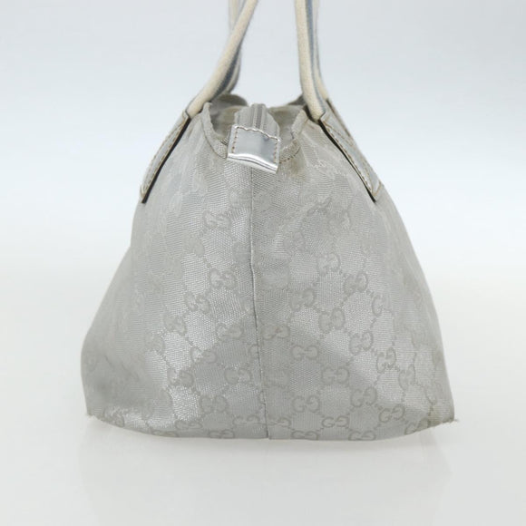 GUCCI GG Canvas Sherry Line Hand Bag Silver 131228 Auth 151449