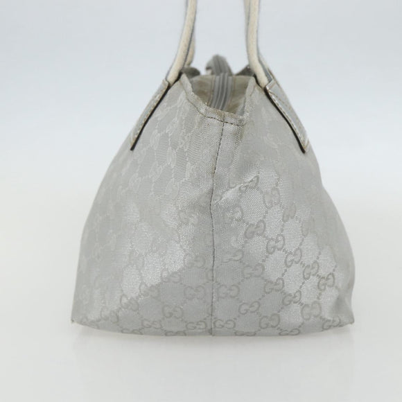 GUCCI GG Canvas Sherry Line Hand Bag Silver 131228 Auth 151449