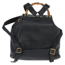 GUCCI Bamboo Backpack Leather Navy Gold 003 2058 0016 Auth 151451-2