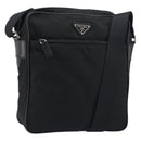 PRADA Shoulder Bag Nylon Black Silver Auth 151452-1
