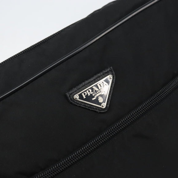 PRADA Shoulder Bag Nylon Black Silver Auth 151452