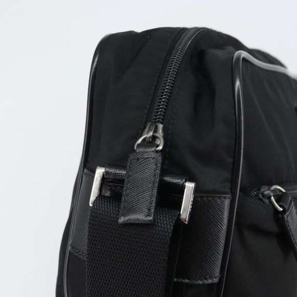 PRADA Shoulder Bag Nylon Black Silver Auth 151452
