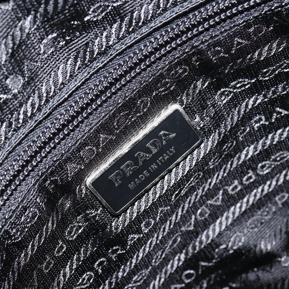 PRADA Shoulder Bag Nylon Black Silver Auth 151452