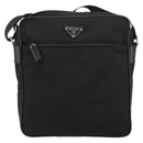 PRADA Shoulder Bag Nylon Black Silver Auth 151452-13