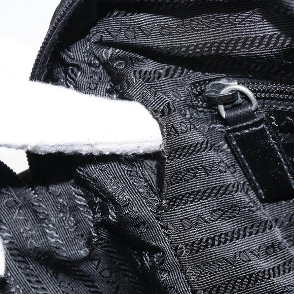 PRADA Shoulder Bag Nylon Black Silver Auth 151452