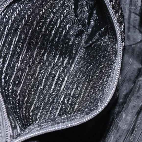 PRADA Shoulder Bag Nylon Black Silver Auth 151452