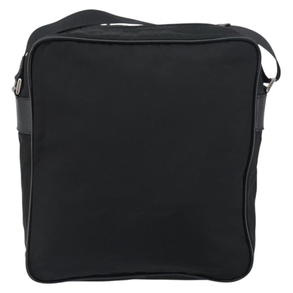 PRADA Shoulder Bag Nylon Black Silver Auth 151452