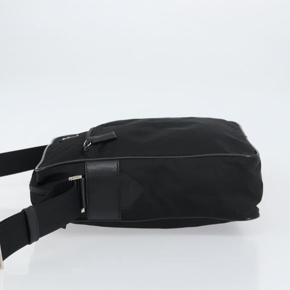 PRADA Shoulder Bag Nylon Black Silver Auth 151452