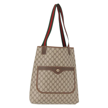 GUCCI GG Supreme Web Sherry Line Tote Bag PVC Beige Gold 89 02 003 Auth 151453
