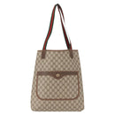 GUCCI GG Supreme Web Sherry Line Tote Bag PVC Beige Gold 89 02 003 Auth 151453-13