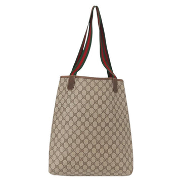 GUCCI GG Supreme Web Sherry Line Tote Bag PVC Beige Gold 89 02 003 Auth 151453 - 0