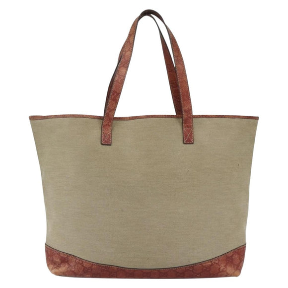 GUCCI Tote Bag Canvas Leather Beige 297435 Auth 151454