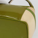 GUCCI Vanity Hand Pouch Patent leather Beige 032 1705 0141 Auth 151455-15