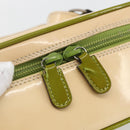 GUCCI Vanity Hand Pouch Patent leather Beige 032 1705 0141 Auth 151455-17