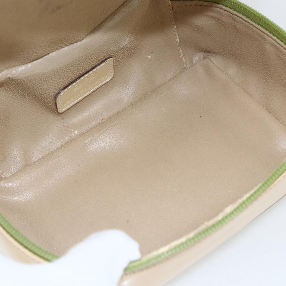 GUCCI Vanity Hand Pouch Patent leather Beige 032 1705 0141 Auth 151455