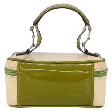 GUCCI Vanity Hand Pouch Patent leather Beige 032 1705 0141 Auth 151455 - 0