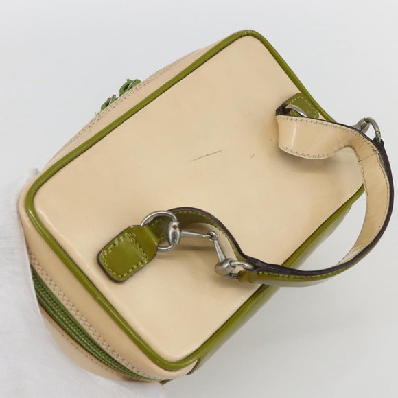 GUCCI Vanity Hand Pouch Patent leather Beige 032 1705 0141 Auth 151455