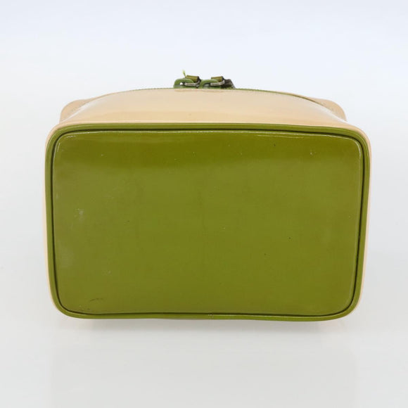 GUCCI Vanity Hand Pouch Patent leather Beige 032 1705 0141 Auth 151455