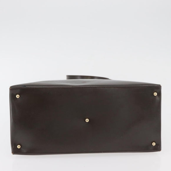 GUCCI Hand Bag Patent leather 2way Brown Gold Auth 151456