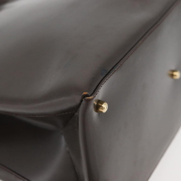 GUCCI Hand Bag Patent leather 2way Brown Gold Auth 151456