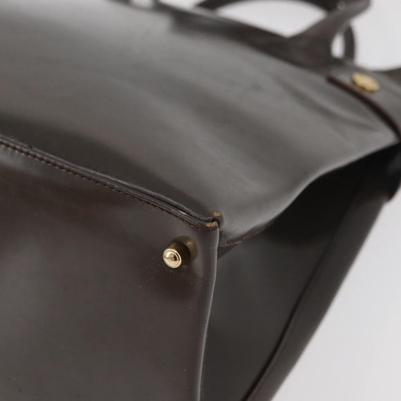 GUCCI Hand Bag Patent leather 2way Brown Gold Auth 151456